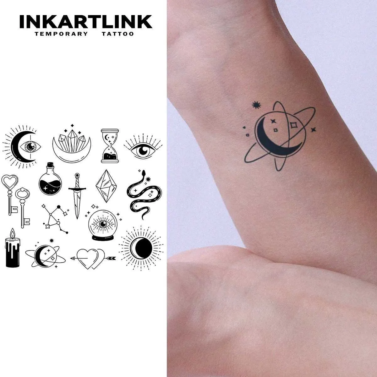 Tattoo Transfer Einfaches kleines Design temporärer Tattoo Aufkleber wasserdichte Magie Tattoo dauert 15 Tage gefälschte Tattoo Semi Permanent Tattoo 240427