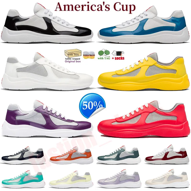 2024 Designer Shoes Downtown Low Top Sneakers America's Cup Americas Triple White Black Green Patent Leather Casual Walk Sports Trainers