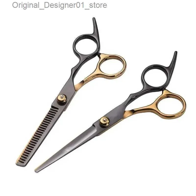 Hair Scissors New 6-inch cutting thin styling tool hair clippers stainless steel salon hair clippers regular flat tooth blades Q240426