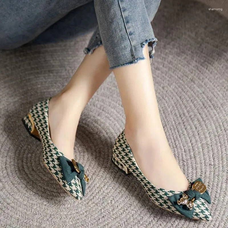 Casual Shoes Fashion Bowknot Pump 2024 Spring Women's Pointed Pumps Trend Versatile Low Heels Office Lady Comfort Shallow Zapatos