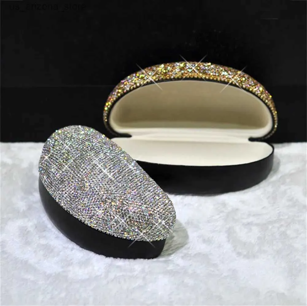 Okulary przeciwsłoneczne luksusowe diamentowe szklanki lampy błyskowej Wodoodporna krótkowzroczność Bag damska 1PC Q240426