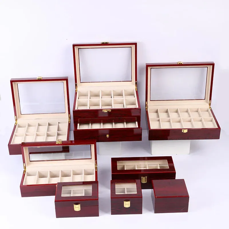 23561012 Grids Luxury Wooden Watch Box Organizers Wood Holder Boxes for Men Women Watches Jewelry Display 240412