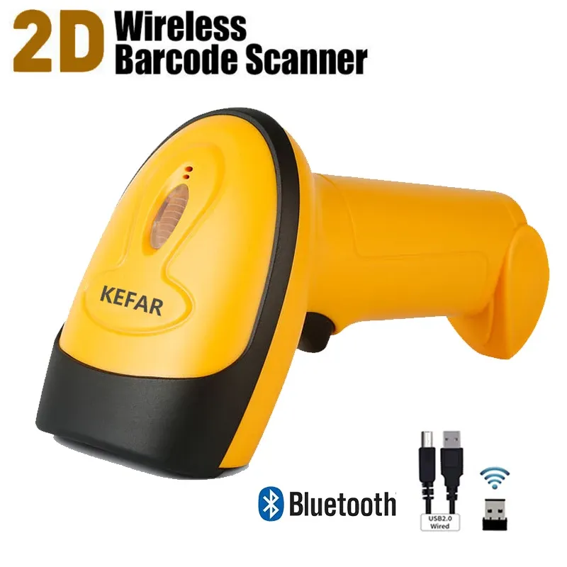 Drijft Kefar Wireless Barcode Scanner 328 Feet Transmission Distance USB Cordeloze 2D Automatische Barcode Reader Handheld Bar Code Scanner