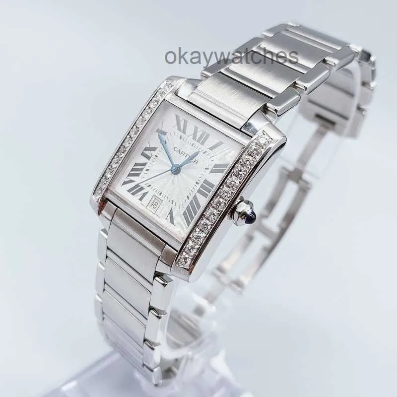 Dials arbeiten automatische Uhren Carter Womens Watch Tank Square Diamond Mechanical Movement Watch W51002Q3