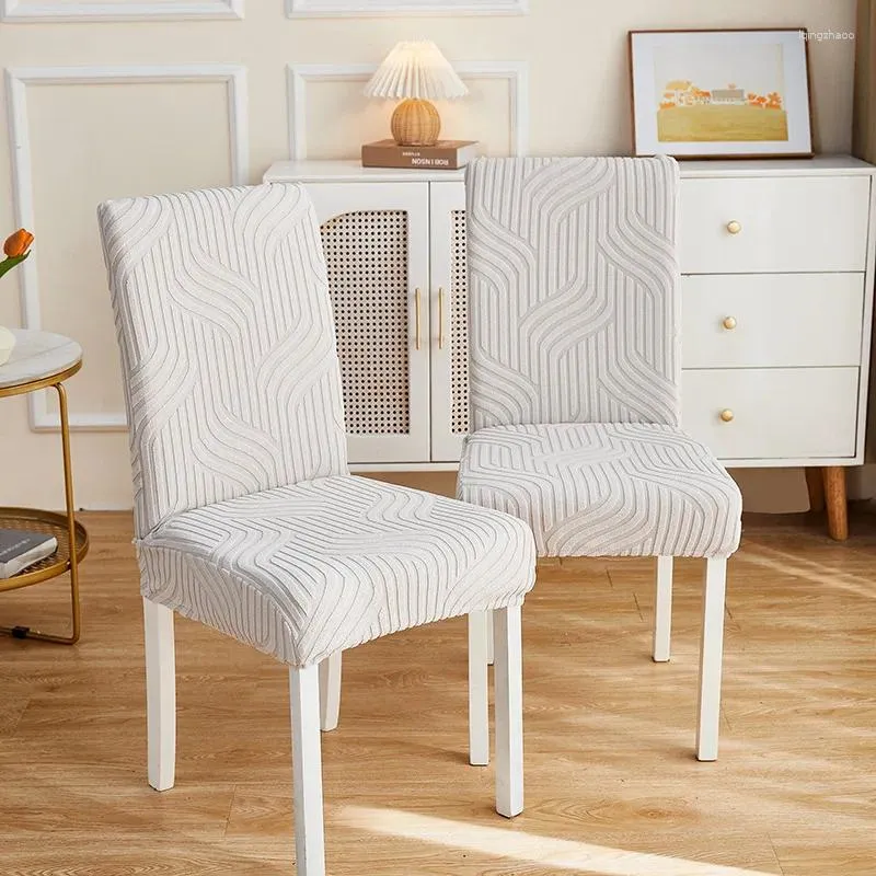 Couvre-chaises 2024 Couverture Jacquard du dernier style avec salle à manger arrière Stripe Stripe Stretch Slipcover Elastic