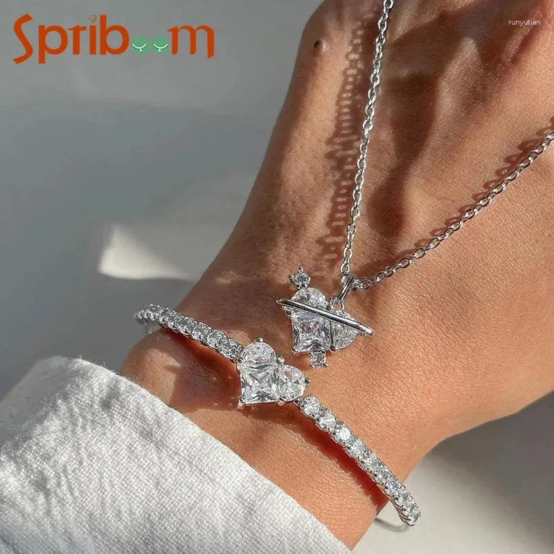 Pulseira de zircão de grande coração para mulheres de moda de moda de pingente colar de jóias clássicas de jóias de casamento femininas acessórios femininos presentes