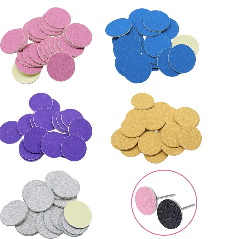 Bits 5 Colors Sanding paper 50/pcs Pedicure Foot Care Tools 15mm 20mm 25mm 35mm nail drill bit Disk disc Salon Calluse Replaceable