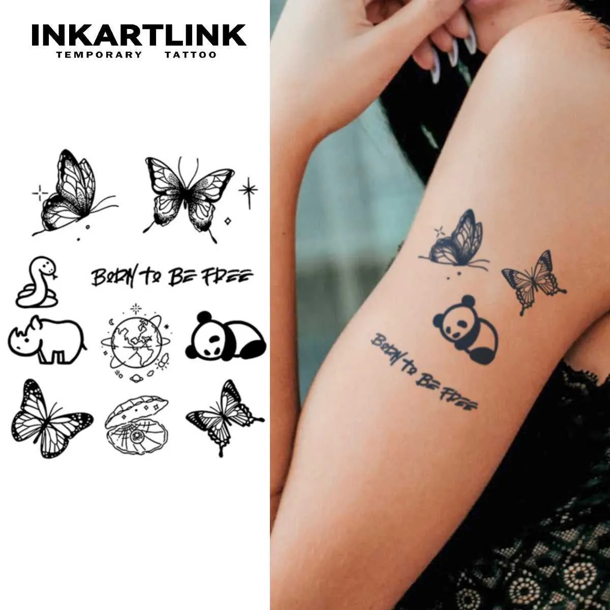Transfert de tatouage i30Q Simple Small Design Tattoo Sticker Autocollant Tatouage Magic Tattoo dure à 15 jours de faux tatouage semi-permanent.240426