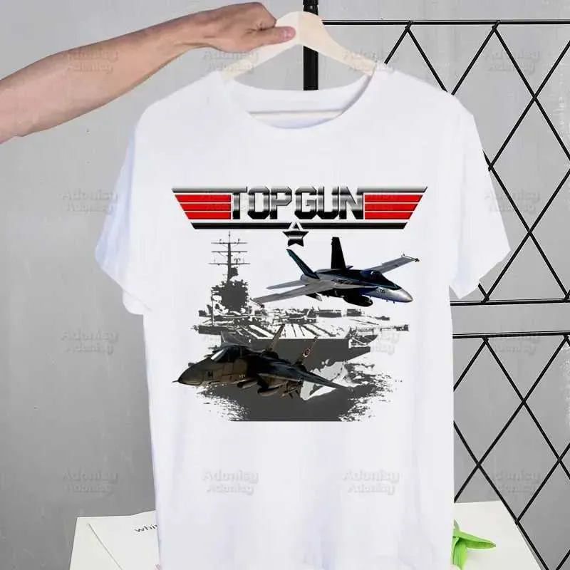 Herr t-shirts Top Gun Fighter Maverick Goose Harajuku Mens Tshirt unisex Short Slve T-shirt cool casual t-shirt Male Strtwear Tops T240425