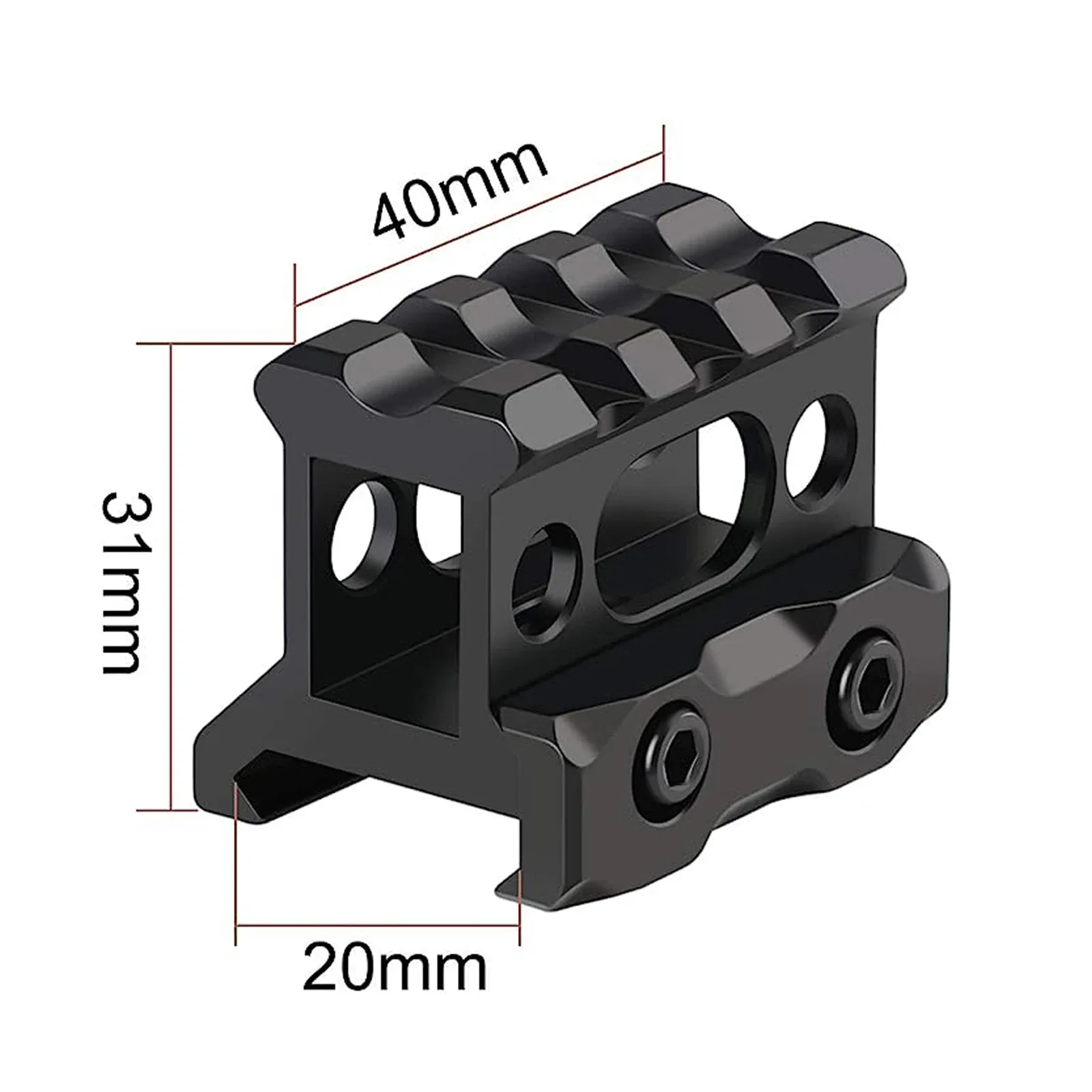 Riser Mount 1" Height Picatinny Short Riser Mount Aluminum Alloy Scope Riser Base Mount 20mm Picatinny Rail