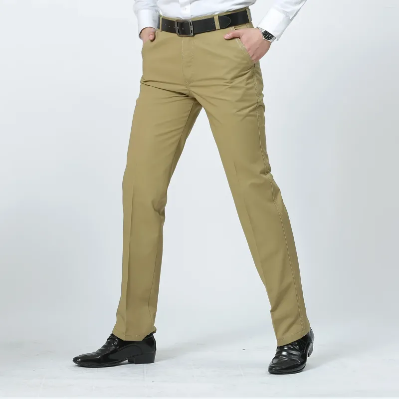 Pantalon masculin 2024 marque mince pantalon entreprise décontractée d'âge moyen et personnes âgées pour un pantalon de tube droit en vrac masculin