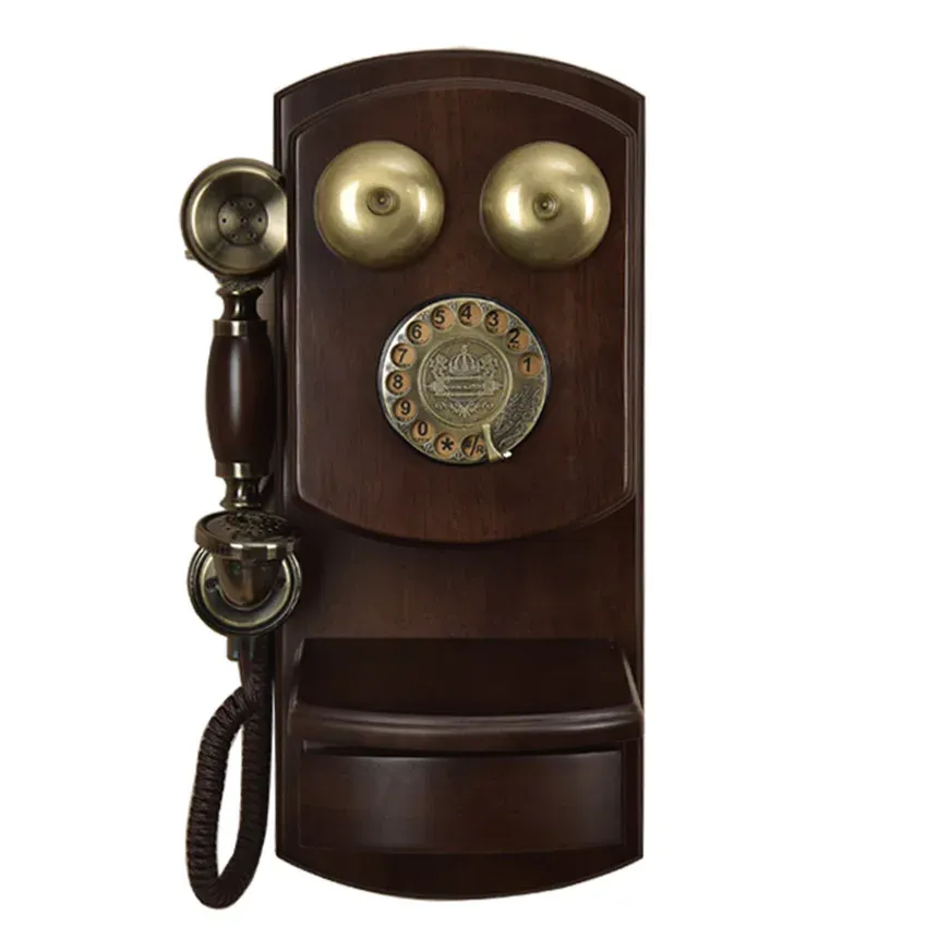 Acessórios Montou o telefone vintage montado na parede com botão de gaveta / dial rotativo