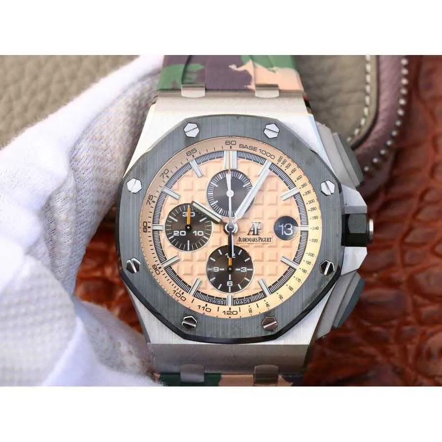 Designer Watch Luxury Automatic Mechanical Watches JF Type 26400 Green Clay Camouflage Troisième série de temps pour hommes Mouvements pour hommes