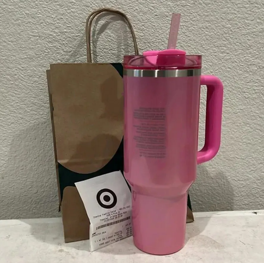 الشتاء الوردي H2.0 40oz أكواب Cosmo Pink Parade Tumblers Car Cags Cars Steeld Steel Target