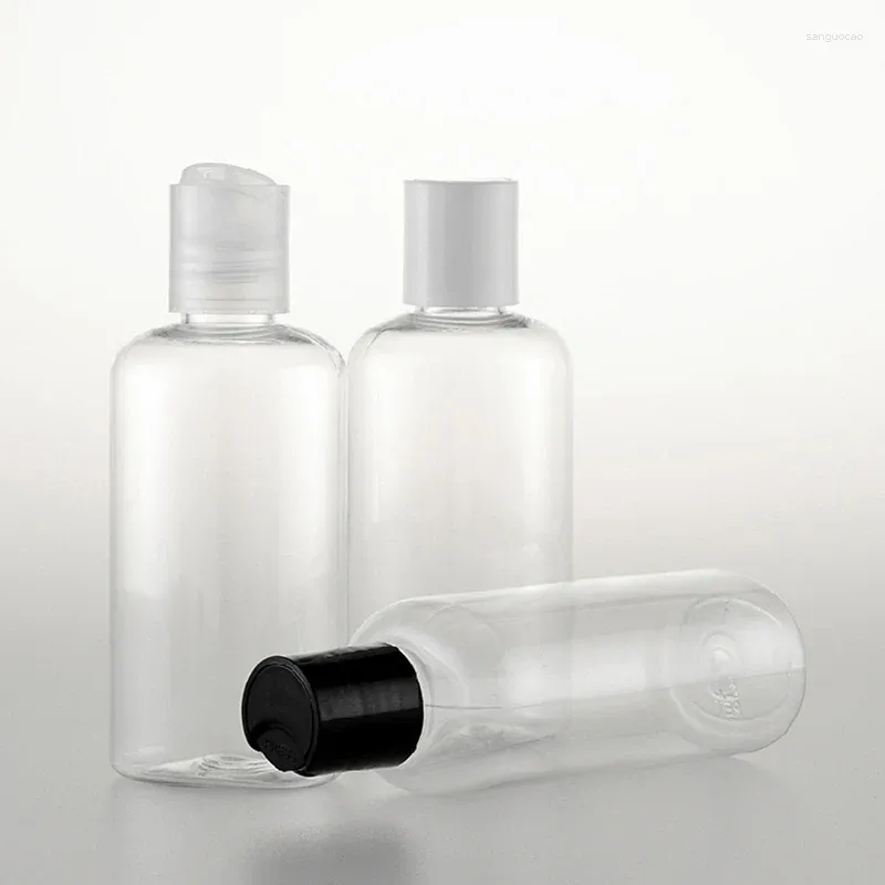 Storage Bottles Wholesale 100ml Empty Clear Plastic Ellipse Bottle Disc Cap Shower Gel Shampoo Liquid Soap Facial Cleanser Cosmetic