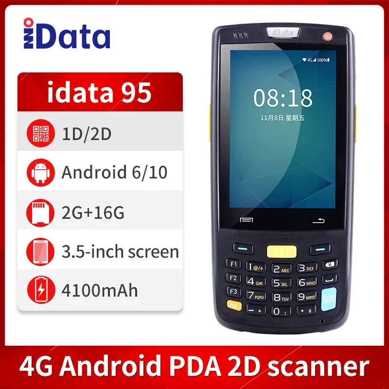 Acessórios IDATA 95 Coletor de dados Android 6.0 WiFi Bluetooth 8g GPS Código de barras Scanner PDA Terminal portátil