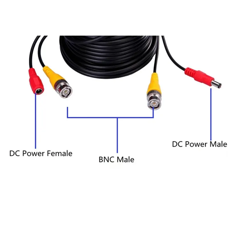 59ft 18m 32ft 10m BNC+DC CCTVケーブルアナログAHD CVI CCTV監視カメラDVRキットビデオパワー2IN1ケーブルカメラ