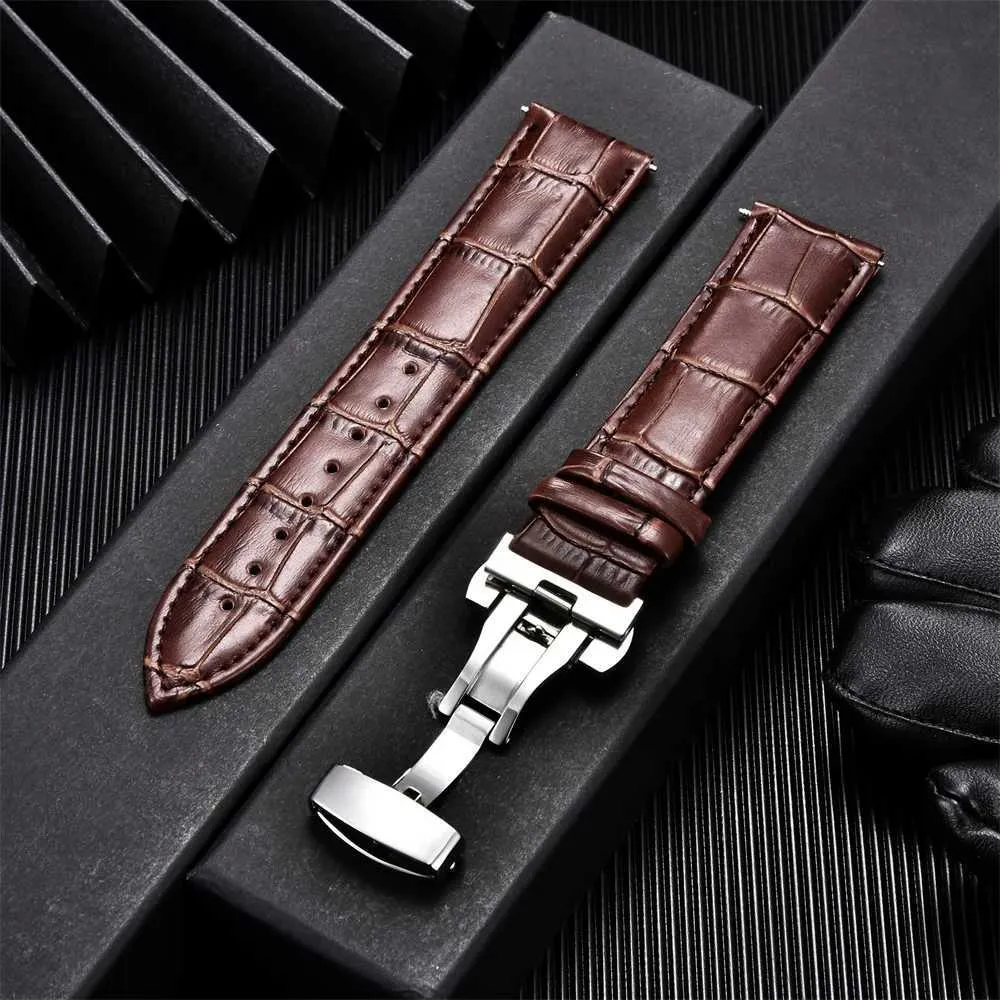 Watch Bands Authentic Calfskin leather strap as a commercial replacement for watch straps 18mm 20mm 22mm 24mm with butterfly buckle watch strap 240424