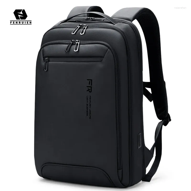Backpack Fenruien Slim 15.6 Inch Laptop Multifunction Casual Business Men's USB Charge School Backpacks Unisex