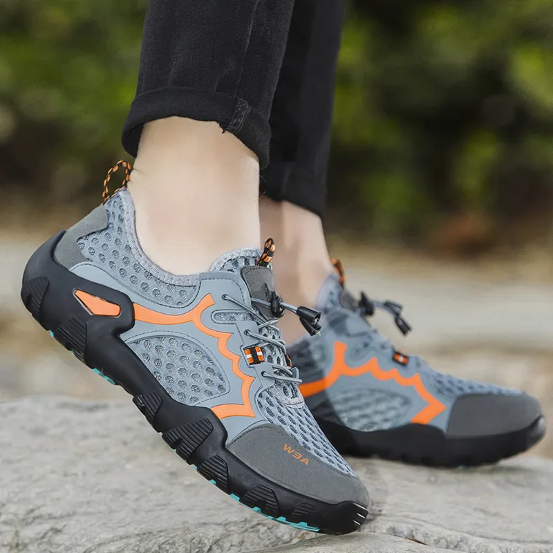 Trail Running Shoes: Black Mesh Hiking Water