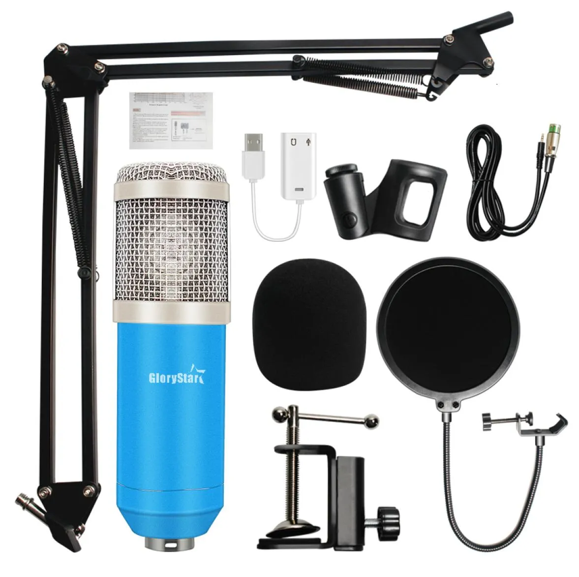 Professional Condenser Audio 35mm Wired BM800 Studio Microphone Vocal Recording KTV Karaoke Microphone Mic WStand For Computer3286311