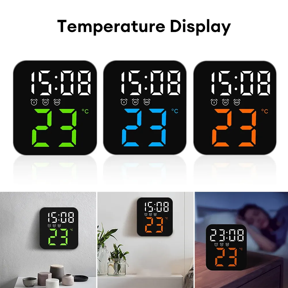 Horloges Vocation Contrôle d'alarme Température LED Horloges numériques Mode nocturne 12 / 24H