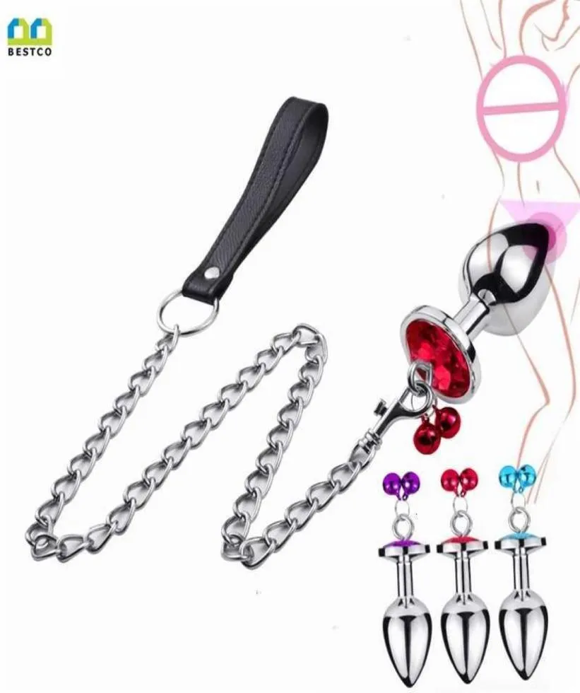 Massager de brinquedo CO A aço inoxidável colar de colar de aço inoxidável plugue anal com sinos estimula a massagem butt sm adulto erótico gspot brinquedos sexuais for6178830