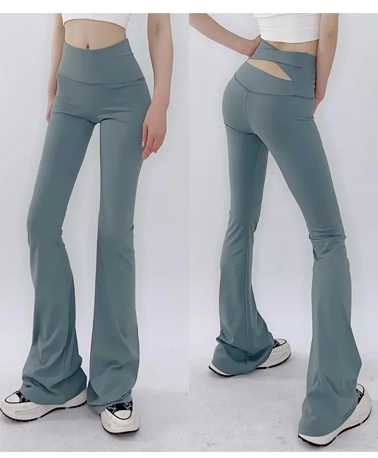 Pantalon féminin style américain hanche soulevant un slim fit yoga cloche-fond super élastique arrière de taille arrière