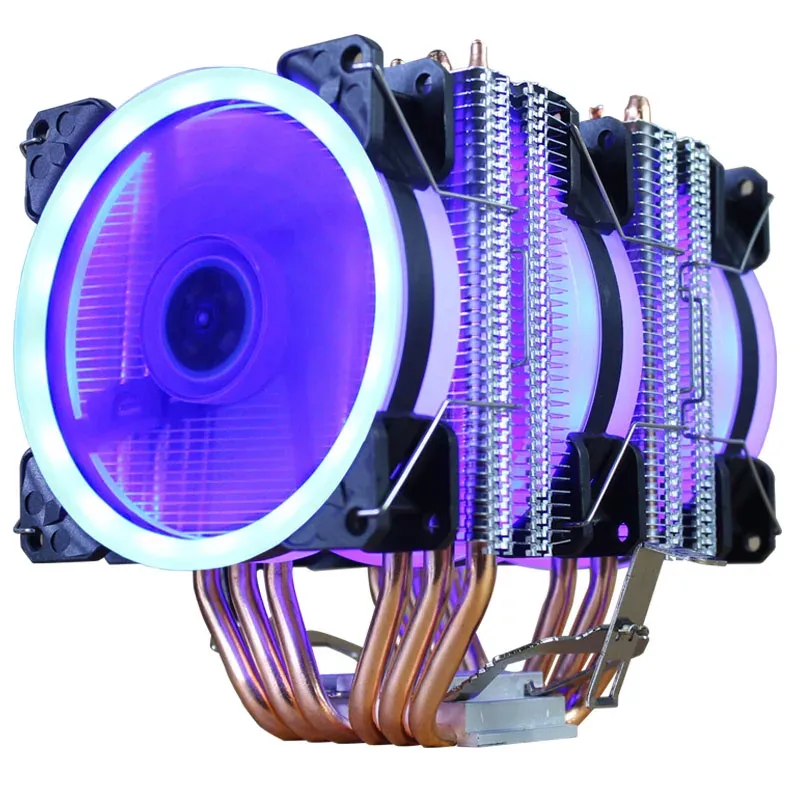 Pads CPU Cooler High Quality 6 Heatpipes Dualtower Cooling 9cm RGB Fan Led Fan Support 3 Fans 3Pin CPU Fan för AMD och för Intel