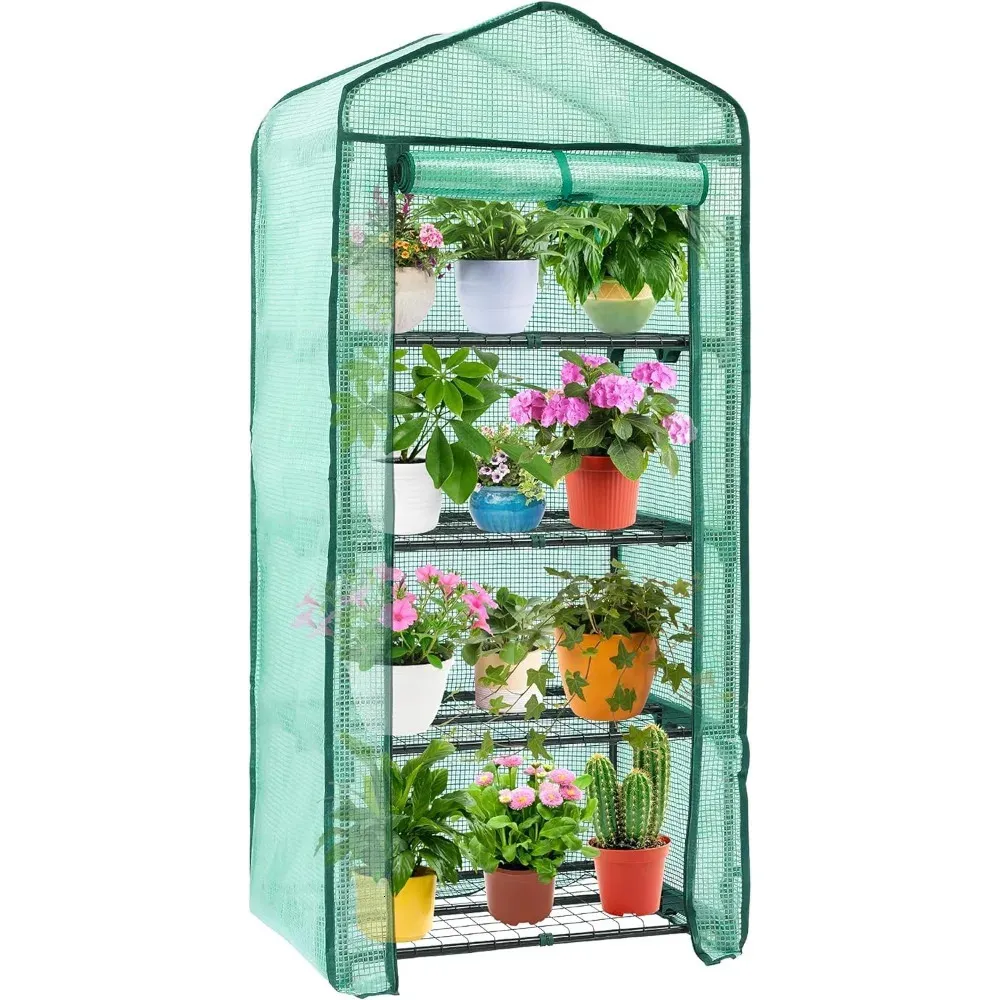 Greenhouse Garden Small Plastic Plant Green House 4Tier Rack Stand Portable Greenhouses With Durable PE Cover for Seedling Home 240415