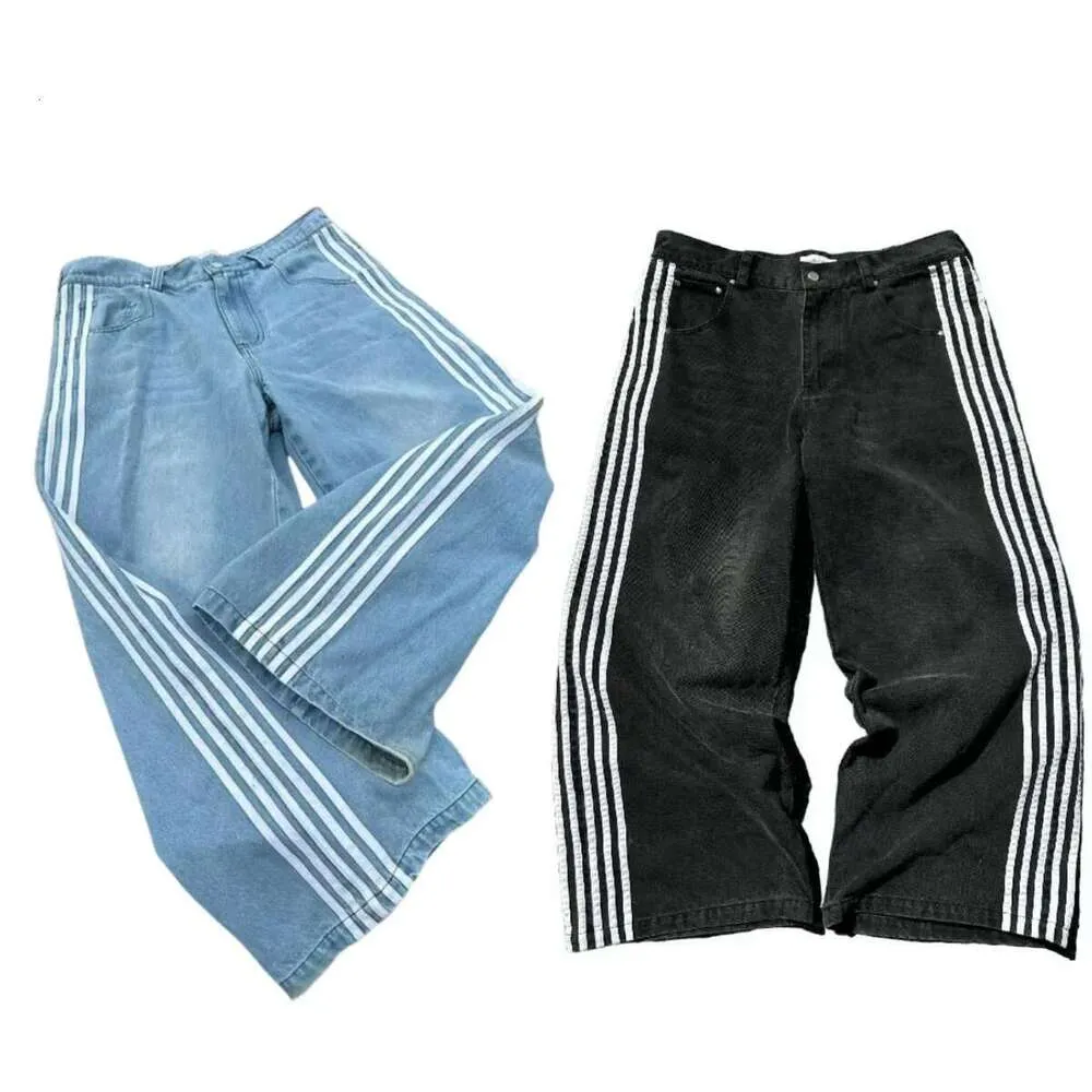 Vintage Rapper Pants Retro Hip Hop Jeans: Y2K Black Striped Baggy Denim Pants - Shop Now ...