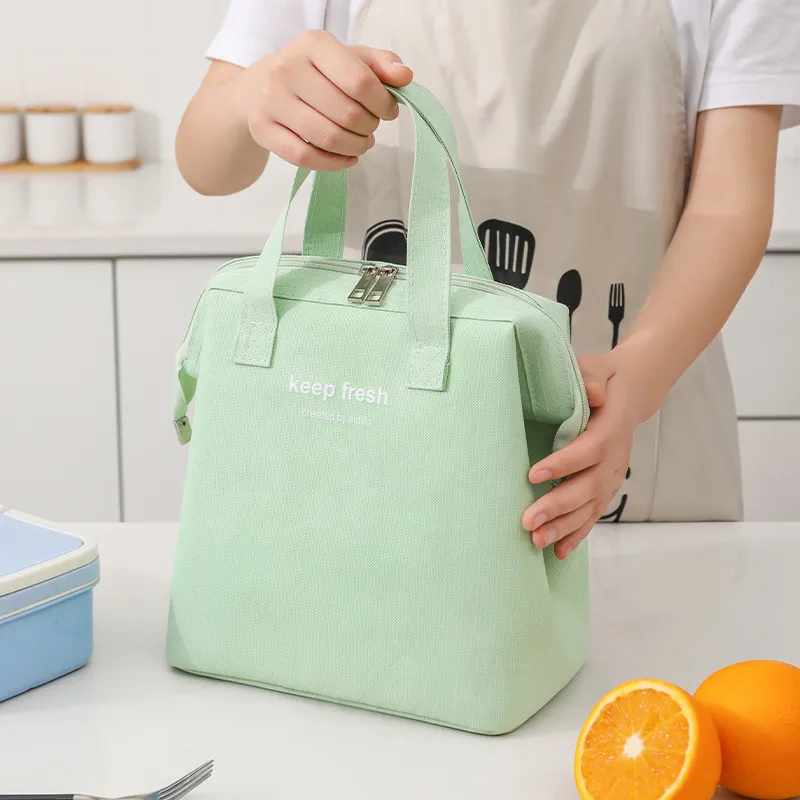 Stalen frame lunchzak grote capaciteit ijszak verdikte thermische isolatie tas werk draagbare lunchbox tas oxford lunchbag