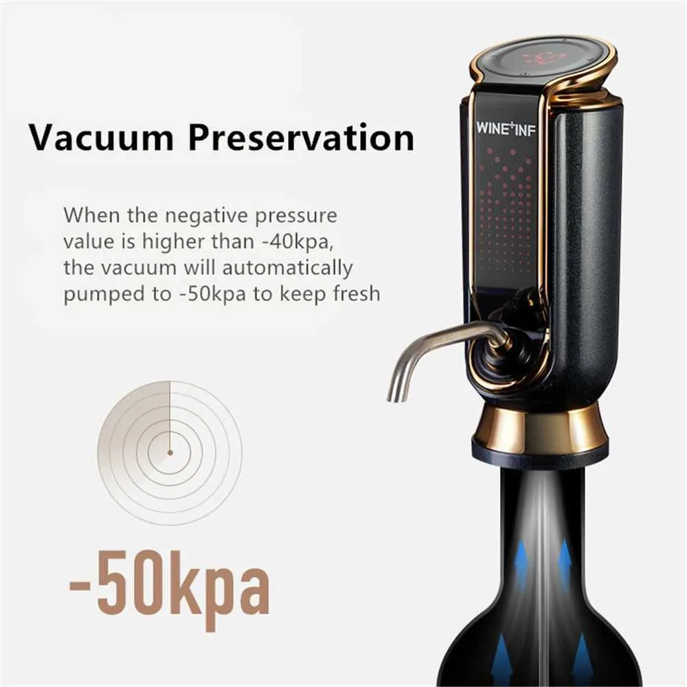 Bar Tools Waterproof electric wine aerator alcohol output setting wine analyzer distributor pump 10 day vacuum protection wine stopper 240426