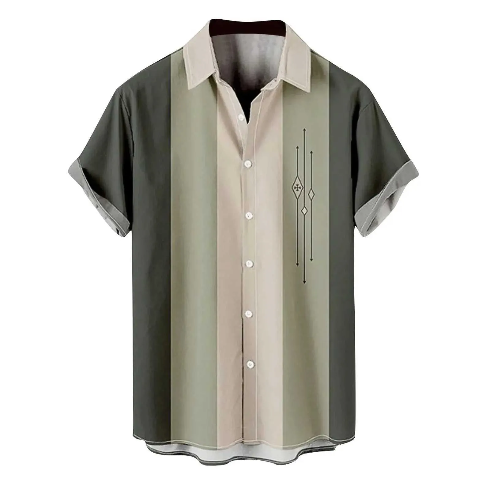 Camisas casuais masculinas camisas vintage para homens camisa de boliche de manga curta de manga curta para baixo para a praia de verão havaiana Blusa estampada casual camisetas masculinas 240424