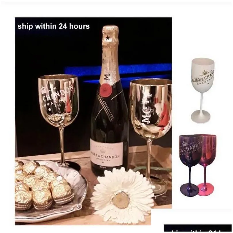 Wine Glasses 2Pcs Christmas Celebrate Party Unbreakable White Moet Champagne Coupes Cocktail Flutes Goblet Acrylic Elegant Drop Delive Otdao