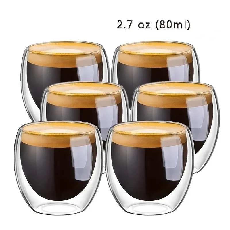 1 pcs HEATRESISTANT DOUBLE MUR VERRE CUPE DE BIERE ESPRESSO CAFET COFFET À HABLEAU MOG TEA VERIFICATION WHISKE