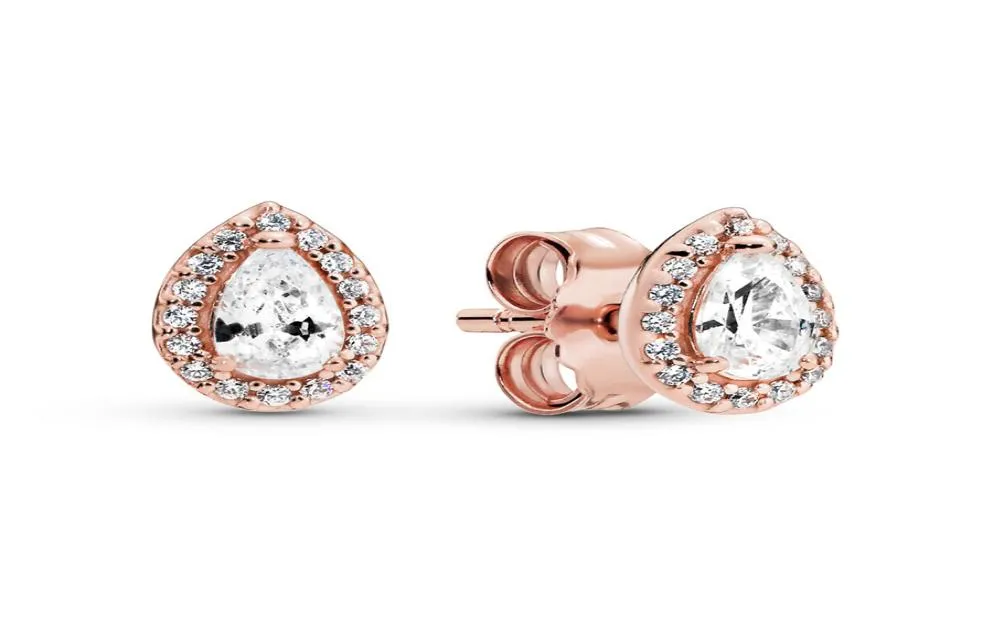 925 Sterling Silver Sparkling Teardrop Halo Stud Earrings Women039S Luxury Fashion Designer 14K Rose Gold Cz Diamond Earrings W2922513