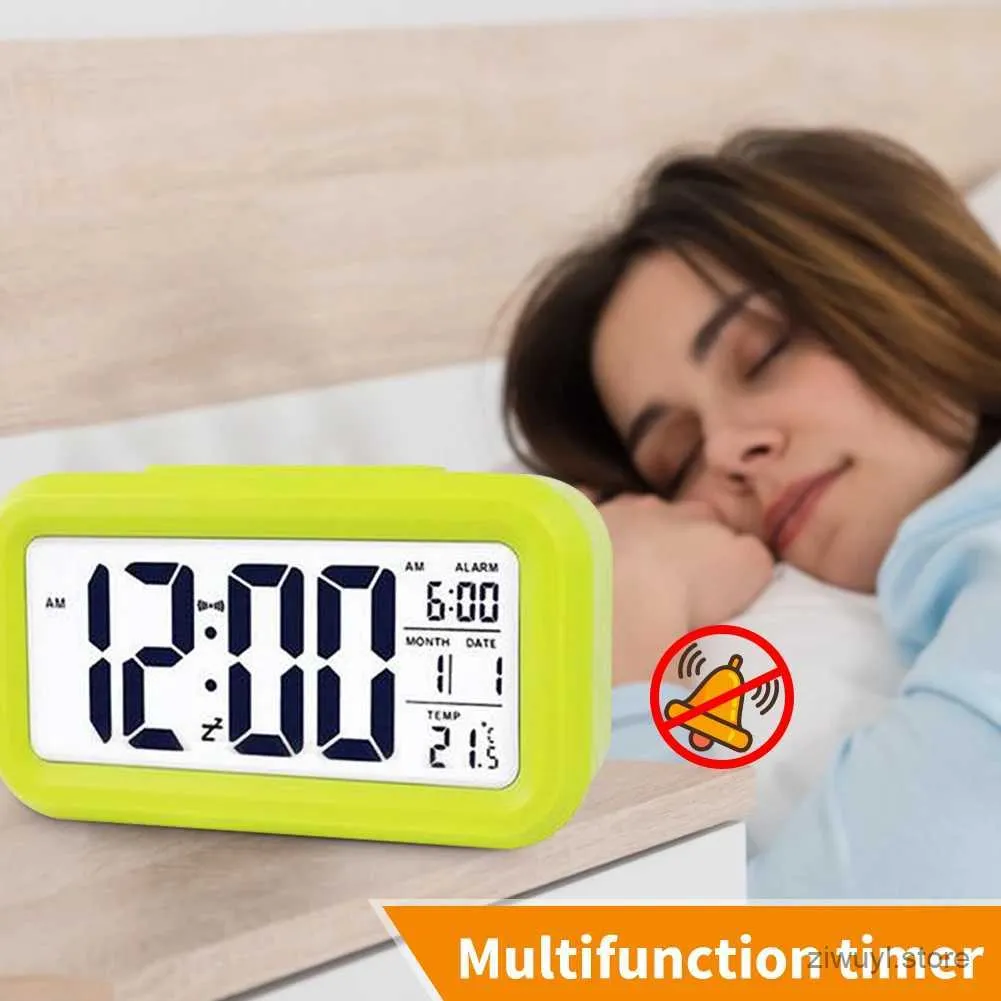 Skrivbordsklockor Backlight LED Digital Alarm Clock Snooze Funktion Data Tid Kalender Temperatur Display Desktop Alarmklockor Batteri Aperated