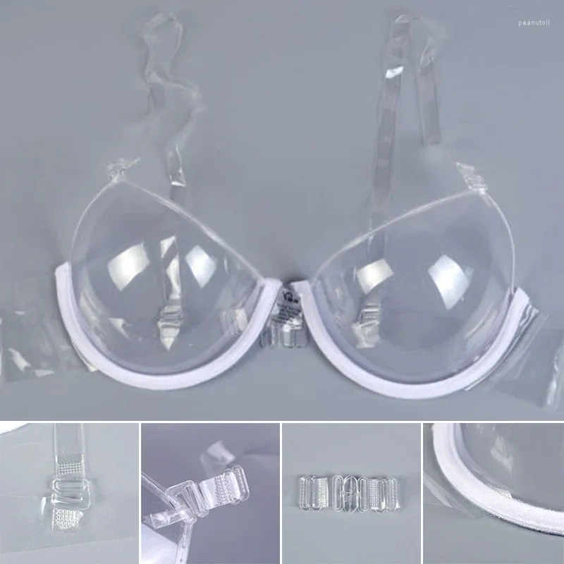 Bras Clear Invisible Bra 3/4 стакана кабриолет. Регулируемый пластиковый прозрачный нижнее белье без спинки