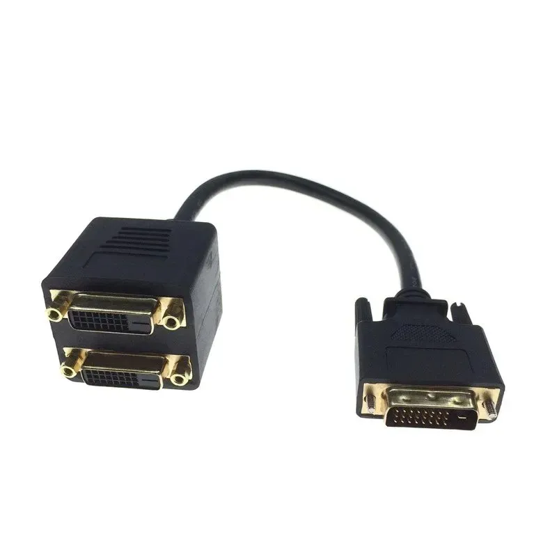 1x2 DVI Splitter Adapter Cable 1-DVI Male to DVI24+1 Female 24K Gold Connector for HD1080P HDTV Projector pc pcaptop