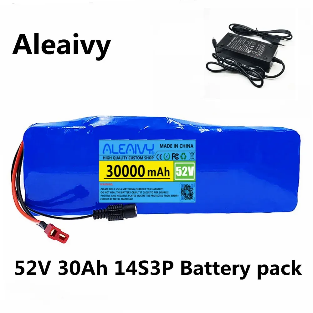 Perceuses 52V 14S3P 30AH 30000mAH 18650 Batterie au lithium 1000W pour la voiture d'équilibre, vélo électrique, scooters électriques, tricycle + chargeur