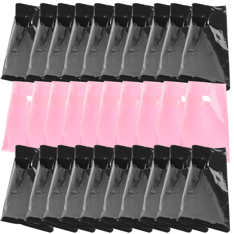 Depolama çantaları 100 PCS Bez Alışveriş Market Mal Siyah Tote Yeniden Kullanılabilir Hediye Terleme Büyük Kulplar Plastik Küçük İşletme