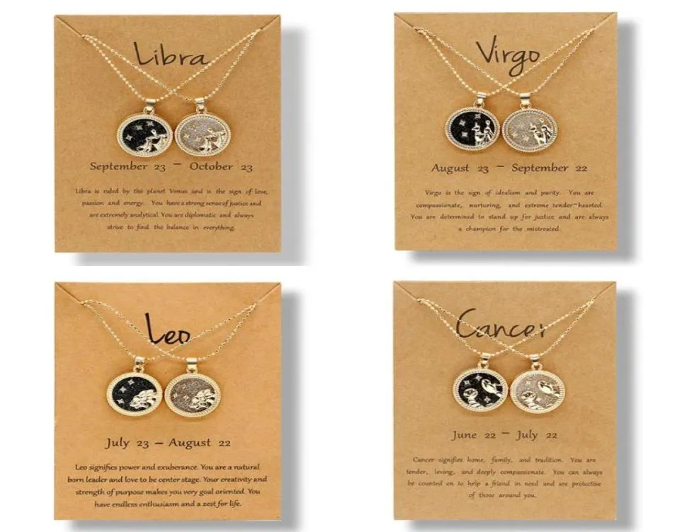 Naszyjniki wiszące 12 Naszyjnik konstelacyjny dla kobiet mężczyzn gwiazda Znak Zodiak Znak LEO WABIRA Aries Karta Moda Para Biżuter Prezent1249414