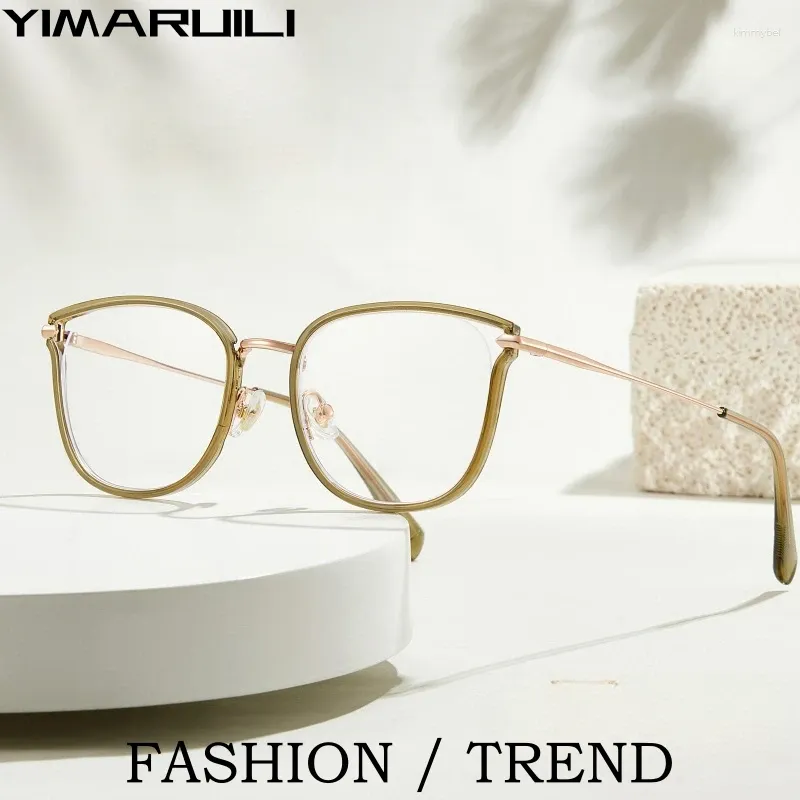 Solglasögonramar Yimaruili Fashion Hollow Design Cat Eye Glasses Blue Light Blocking Retro Optical Recept Gereglasses Women M2293
