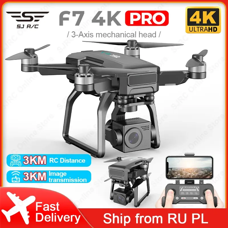 Drones SJRC F7 Pro 4K Kamera Drona 3 OSI Gimbal Profesional 5G GPS Bezszczotkowy Silnik Quadcopter Maksymalny Czas Lotu a 25 minut RC DR