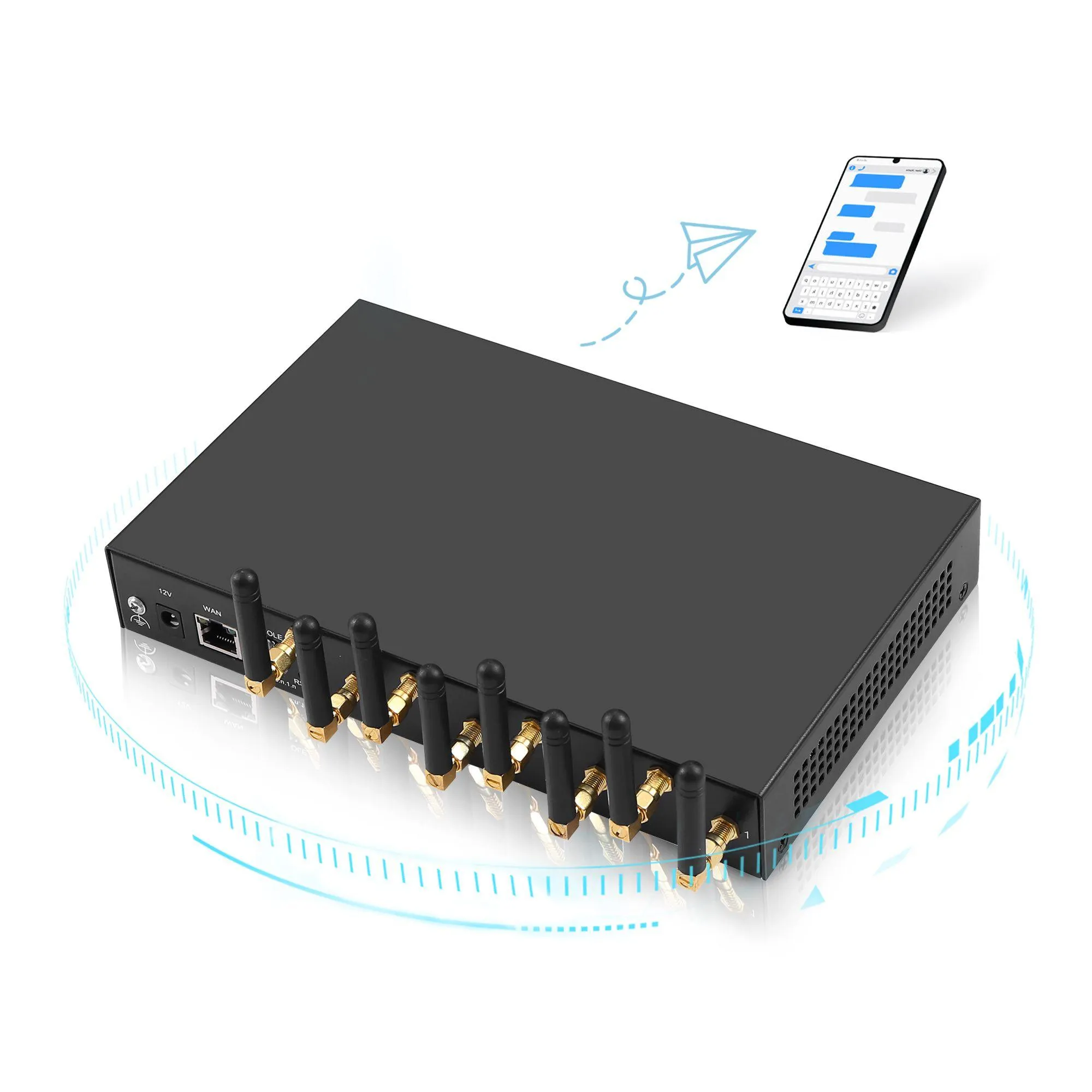 Modems 4G LTE 8 Channel d'antenne High gain Signal sans fil Modem Prise en charge de l'analyse des données de l'API HTTP et du système de notification SMS Drop d Otele