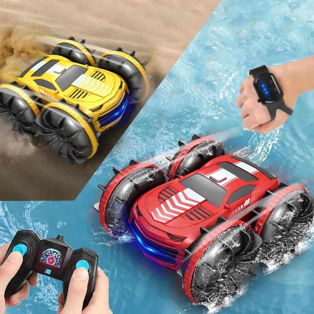 2 In 1 Rc Car r Tank 24G Remote Control Waterproof Stunt 4wd Vehicle Amphibious Auto Toys for Kids Boy Girl Gifts 240417