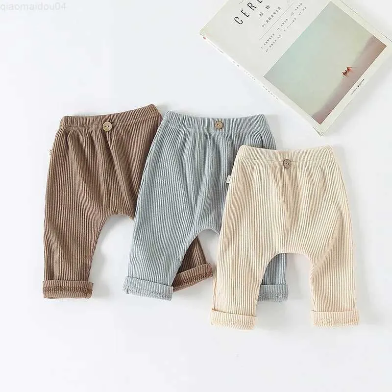 Broek Casual Baby Trousers Bodembroek met elastische strepen en linten Solid Color Baby ClothingL2404