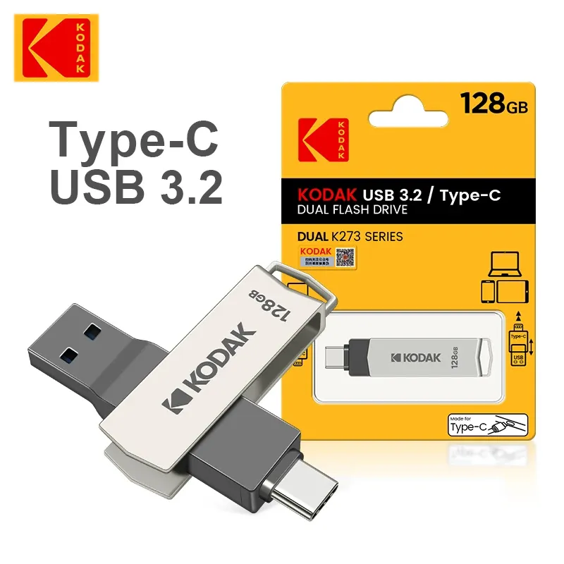 Drijft Kodak Dual OTG USB 3.1 Flash Drive 64 GB 128 GB 256 GB Type C Pendrive 2 In 1 USB3.1 USB C C PEN MEERMEE TICK U DISK Gratis verzending