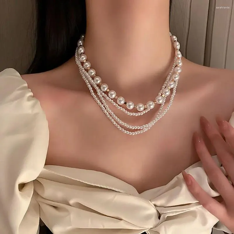 Choker Classic Retro Multilayer -Legierung weiblicher Goth -Schlangeschlagkette Koreanische Halskette Pearl Women Women Juwely